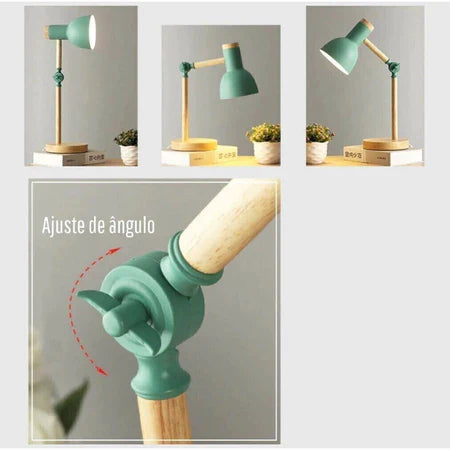 Luminária Arco Nórdico Articulado em Madeira